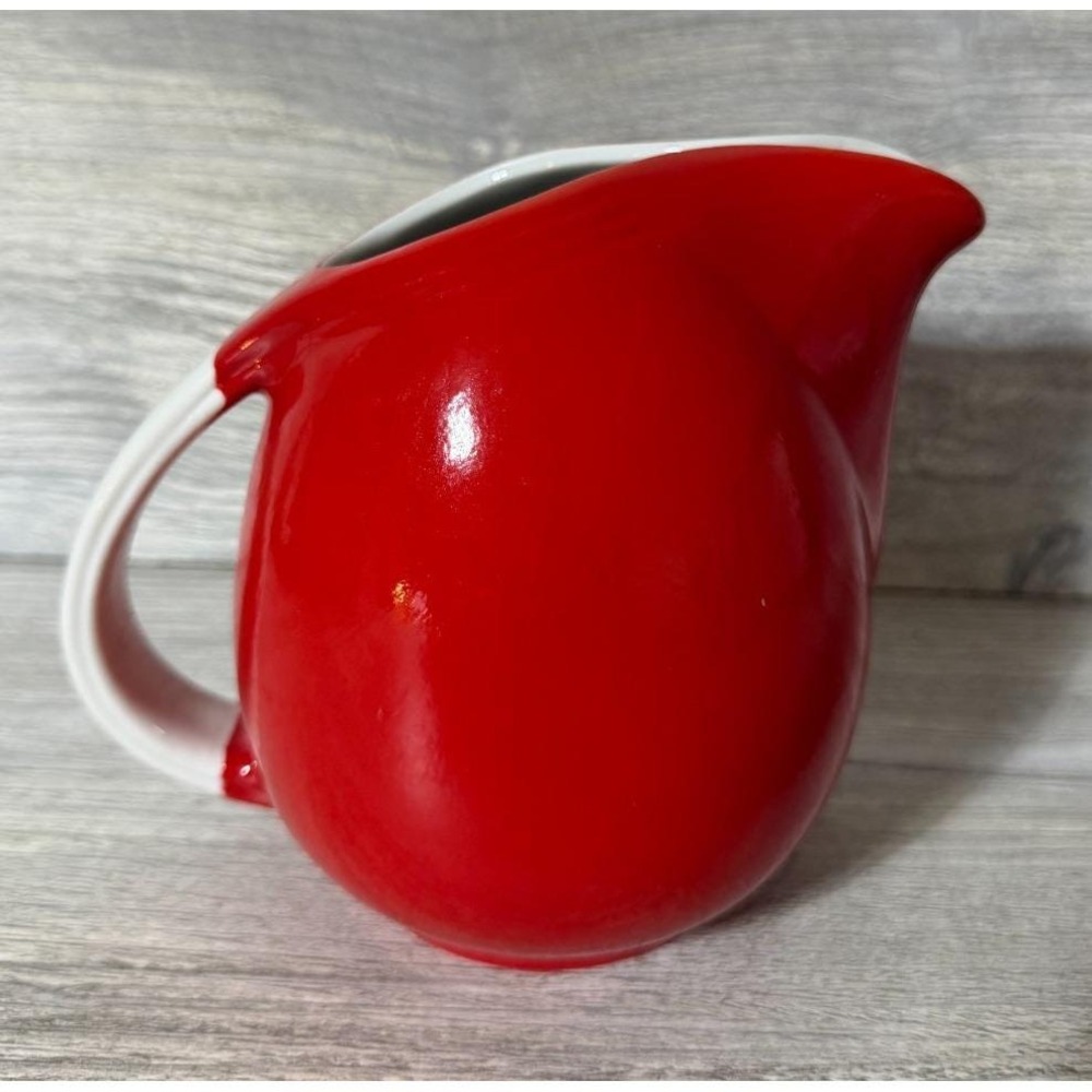 Vtg Hall's Superior Quality Kitchenware Red Ice Lip Pitcher 5" Tall MCM Creamer